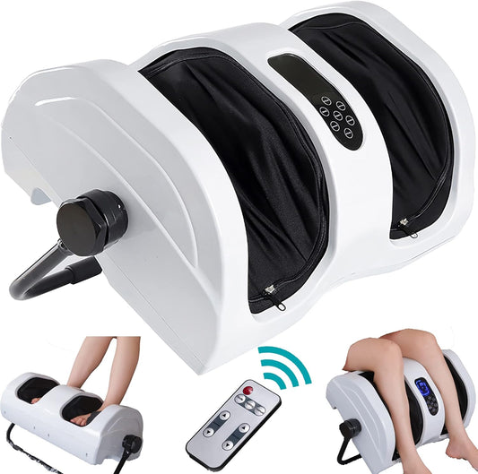 Shiatsu Foot Calf Massager Machine with Heat - Deep Kneading, Remote Control, Promote Blood Circulation/Pain Relief/Better Sleep, Ideal Destress Gifts for Mom/Dad (Pearl White)