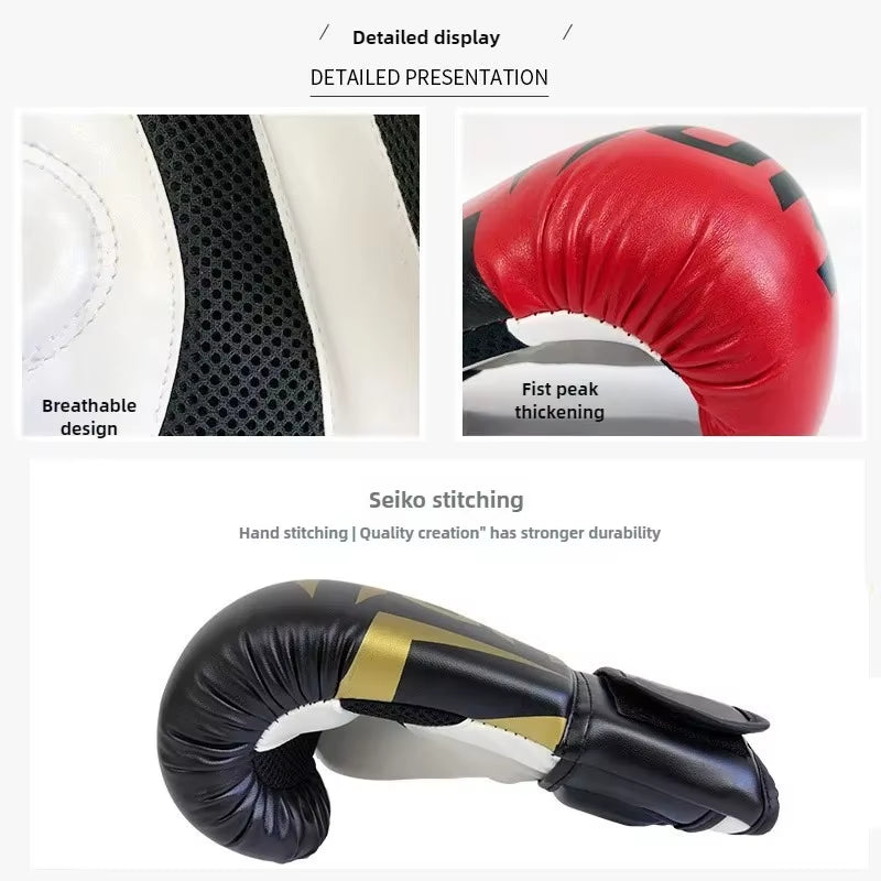 6Oz,8Oz,10Oz,12Oz,14Oz,16Oz Boxing Gloves, PU Leather Breathable Professional Boxing Gloves Taekwondo, Muay Thai