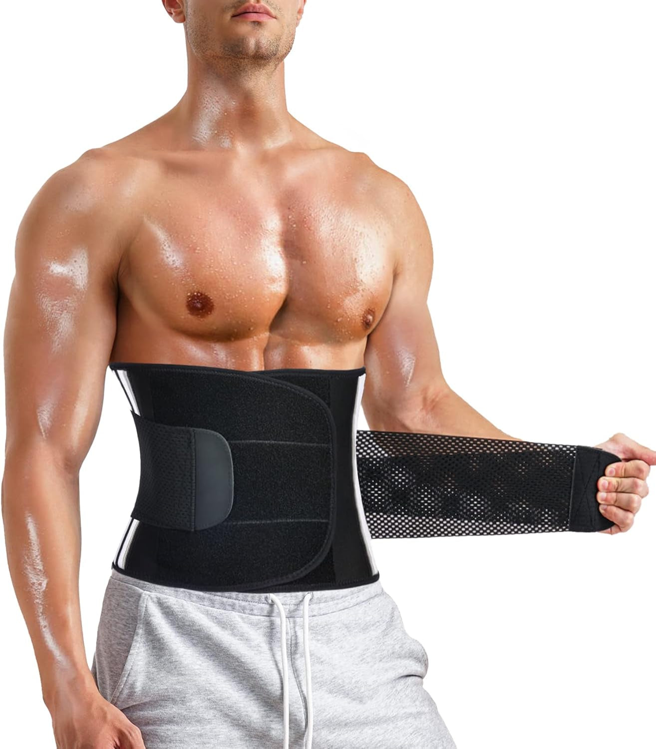 Men Waist Trainer Trimmer Tummy Control Compression Shapewear Body Shaper Sweat Belt