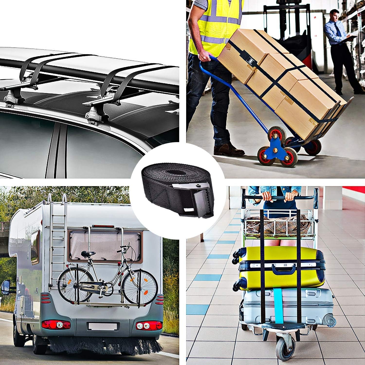 Premium Tie down Straps Short, 4 Pack Adjustable Lashing Straps Ratchet Straps Heavy Duty Ratchet Tie down Straps Cargo Straps with Cam Buckle Suitable for Carrying Various Cargo or Luggage