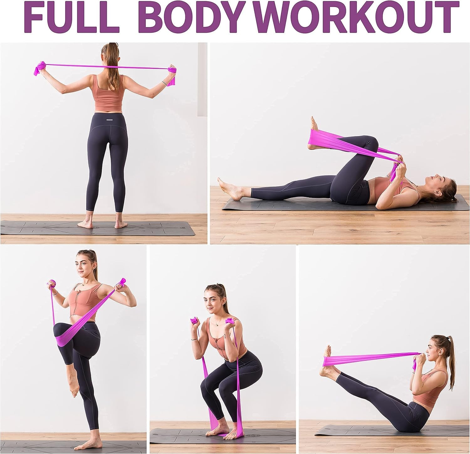 Resistance Bands Set, Exercise Bands for Physical Therapy, Strength Training, Yoga, Pilates, Stretching, Non-Latex Elastic Band with Different Strengths,Workout Bands for Home