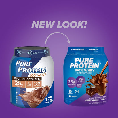 Pure Protein 100% Whey Protein Powder, Rich Chocolate, 25 G Protein, 1