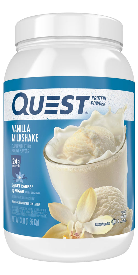 Quest Protein Powder, Vanilla Milkshake, 24G Protein, 3Lb, 48Oz