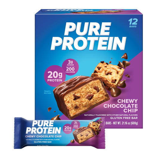 Pure Protein Chewy Chocolate Chip Protein Bars 12 Count High Protein Snacks