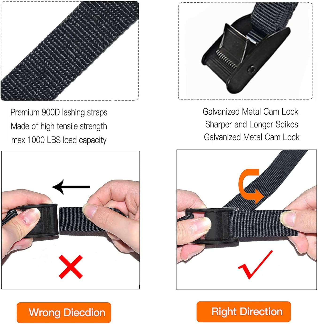 Premium Tie down Straps Short, 4 Pack Adjustable Lashing Straps Ratchet Straps Heavy Duty Ratchet Tie down Straps Cargo Straps with Cam Buckle Suitable for Carrying Various Cargo or Luggage