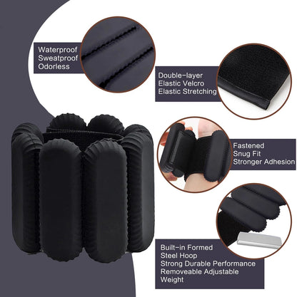 Pilates Wrist & Ankle Weights for Women, Wearable Strong Arm & Leg Weights Set of 2(1Lbs Each), Adjustable Ankle Weights for Walking, Yoga, Dance, Barre,Gym,Black