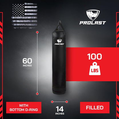 Heavy Punching Kicking Bag for Adults, Boxing, MMA, Martial Arts, Muay Thai, Strength Training Equipment, Filled or Unfilled, 5Ft, 100 Lbs